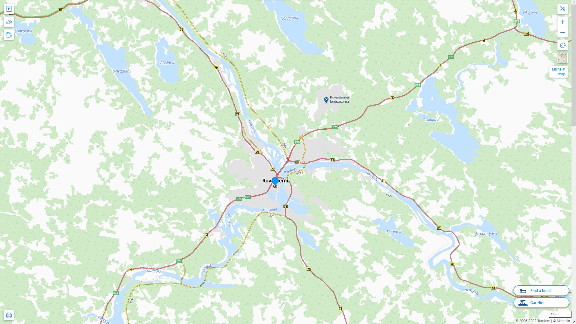 Rovaniemi Highway and Road Map